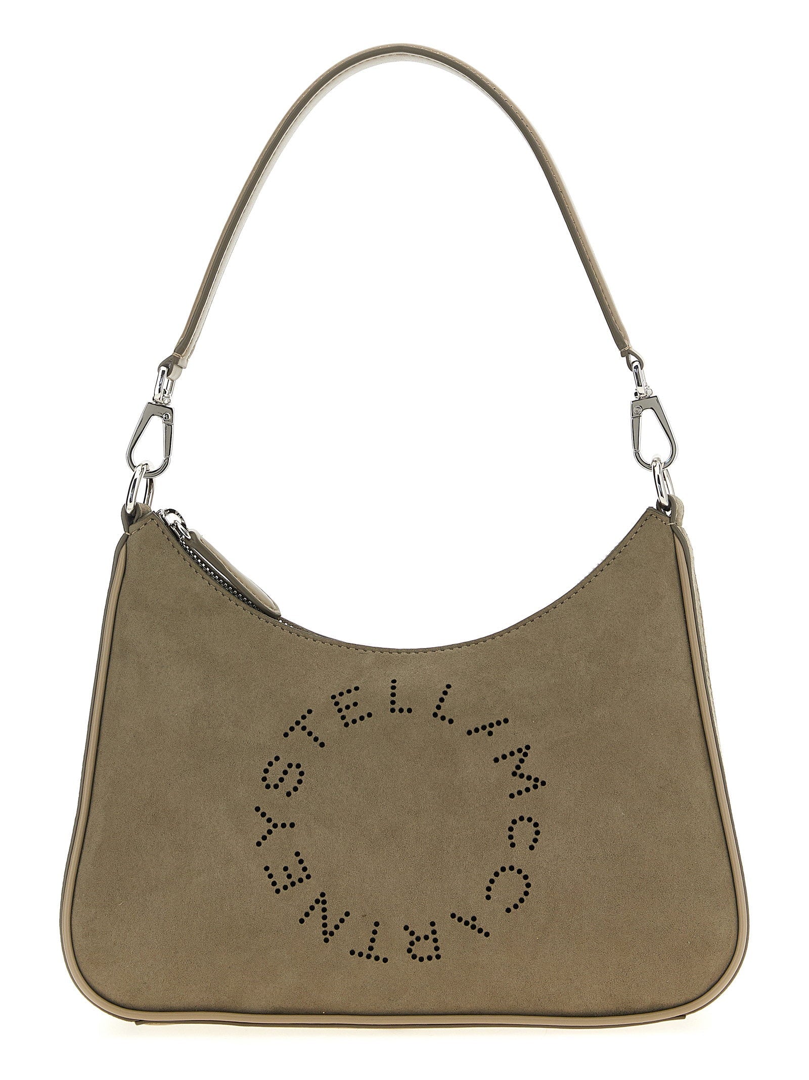 Stella Mccartney Logo-Detailed Suede Shoulder Bag — Taupe