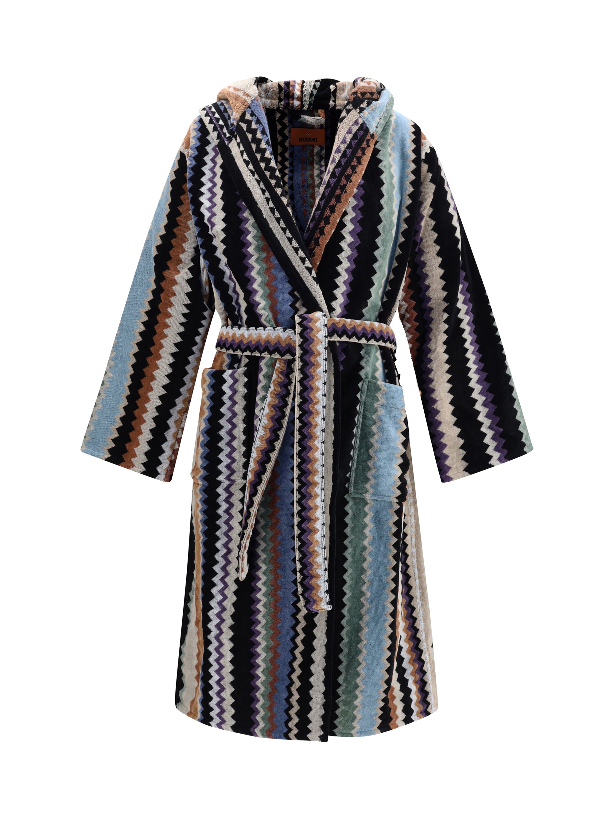 Missoni Multicolor Chevron Knit Bathrobe — Beige