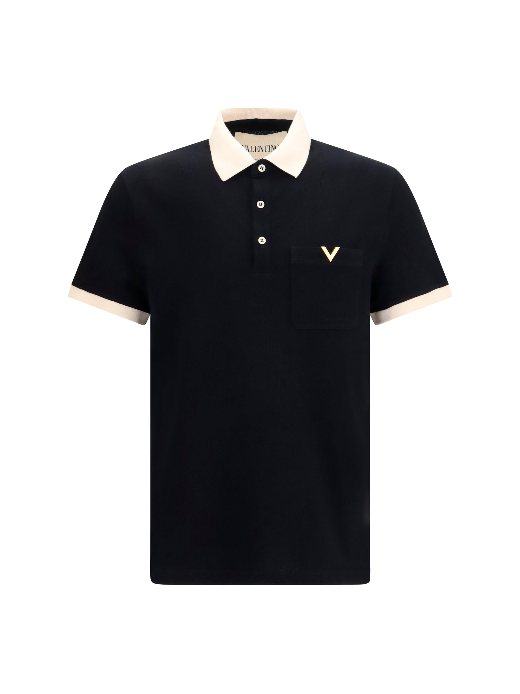 Valentino Contrast Trim Polo — Black