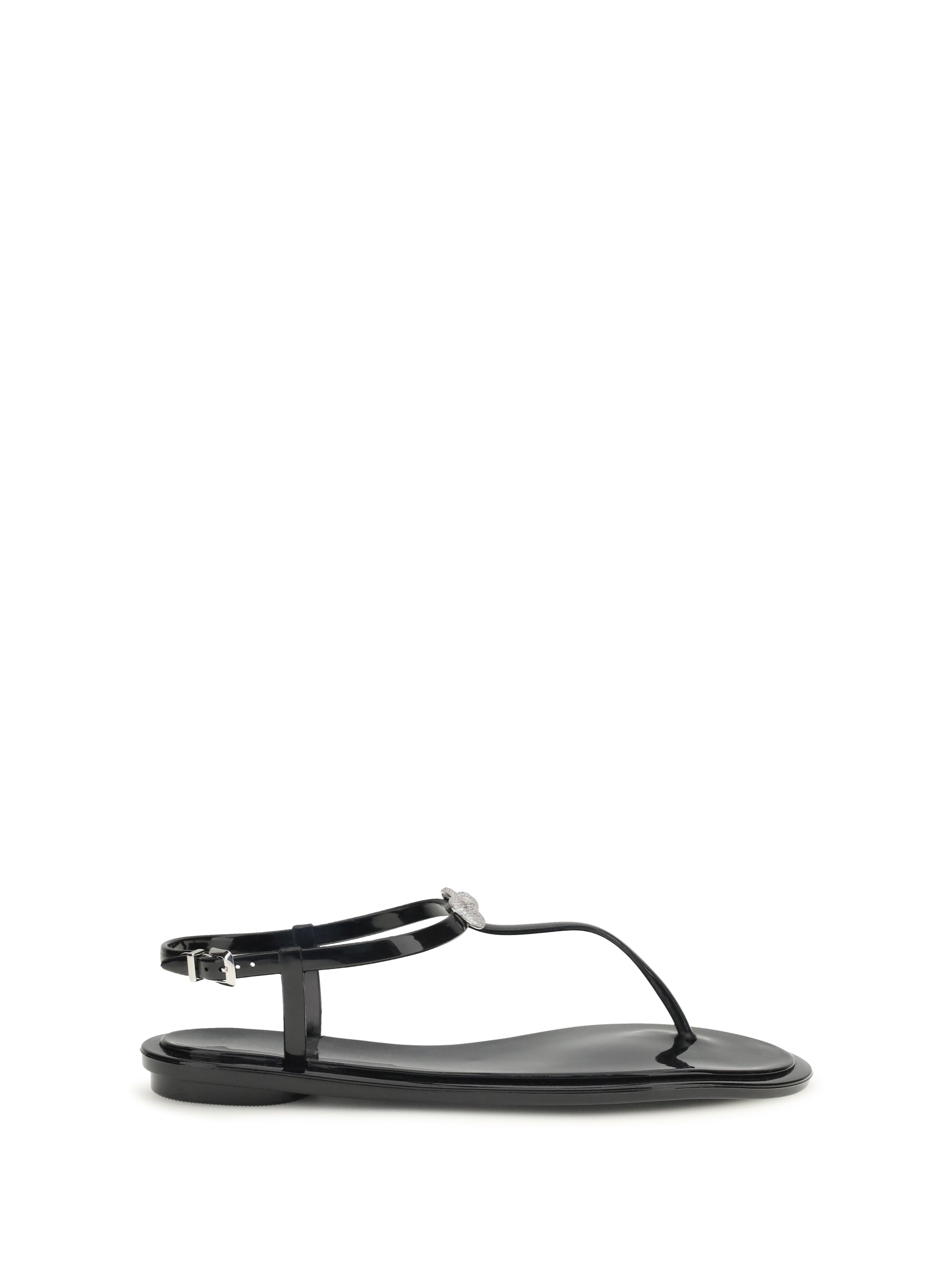 Mach & Mach Crystal-Embellished Bow Sandals — Black