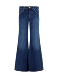 7for Low-Rise Flared Denim Jeans — Blue