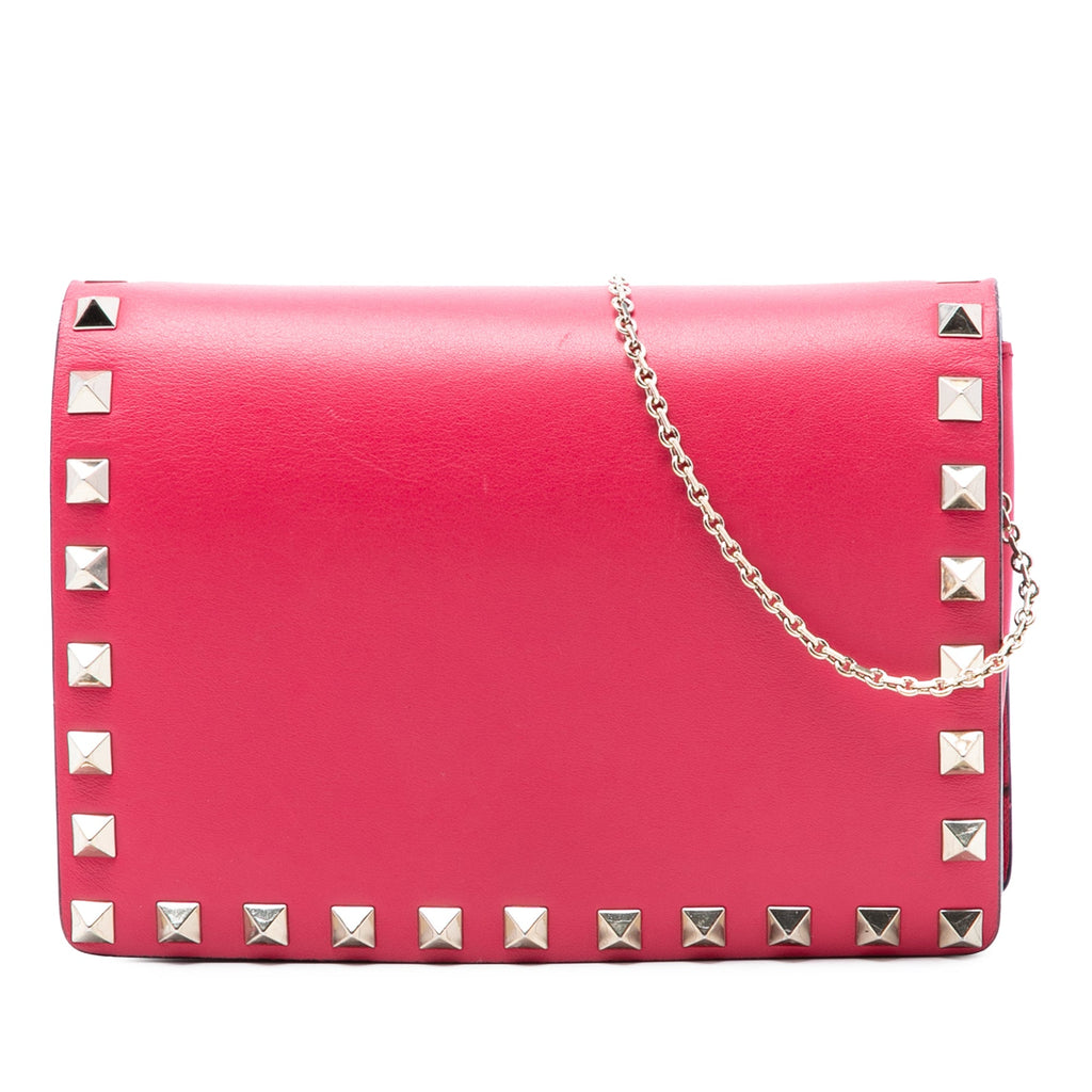 Leather Rockstud Chain Pouch