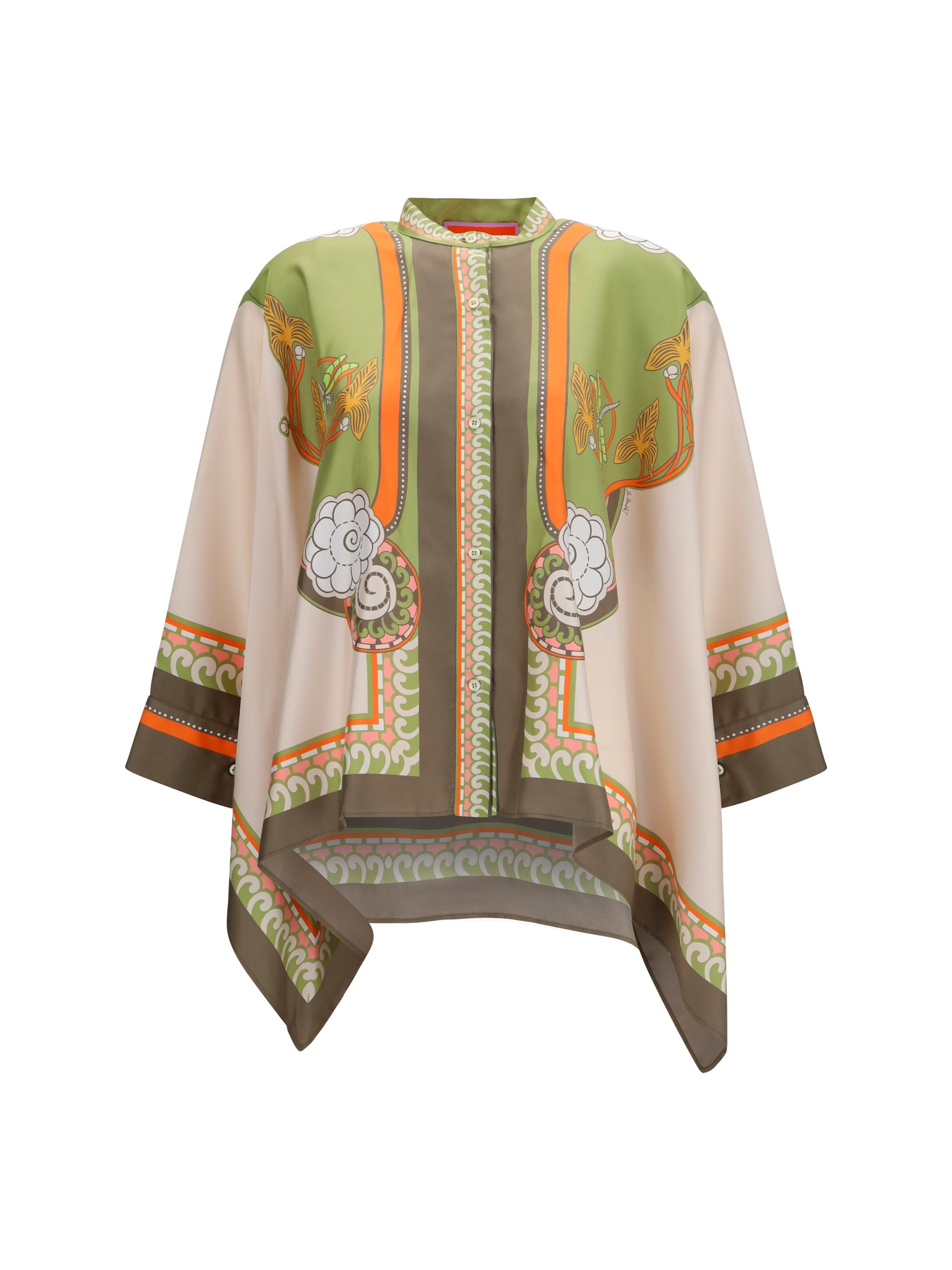 La Double J Printed Silk Scarf Shirt — Multicolor