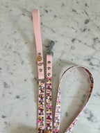 Handmade Vegan Leather Dog Leash - Bee Happy Dachshunds - Pink