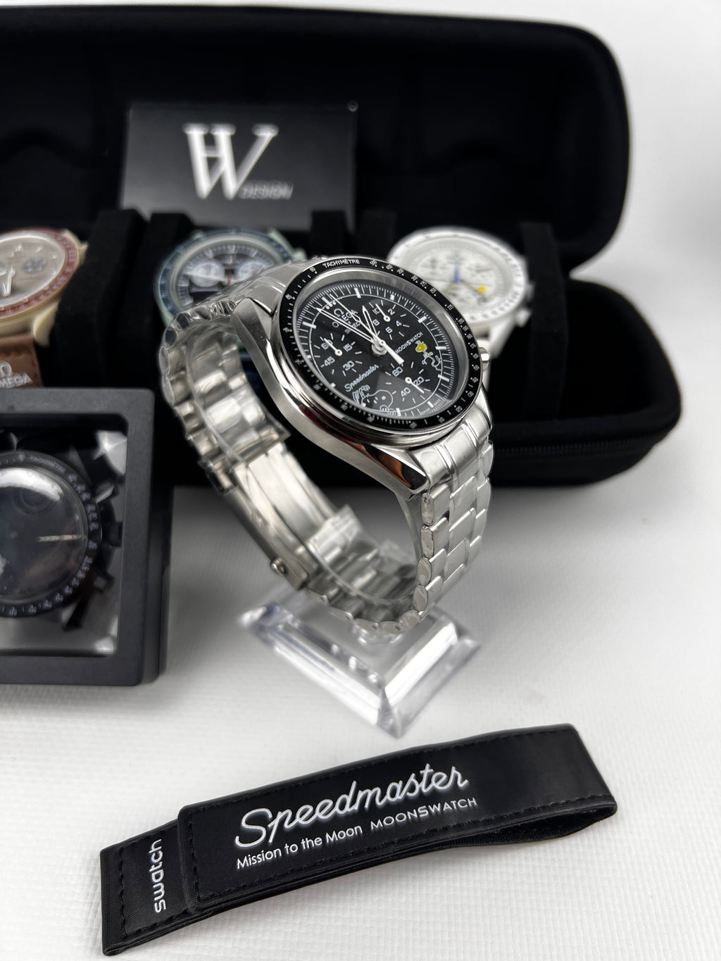 Omega x Swatch Mission to Moon black snoopy Steel mod by HW Design