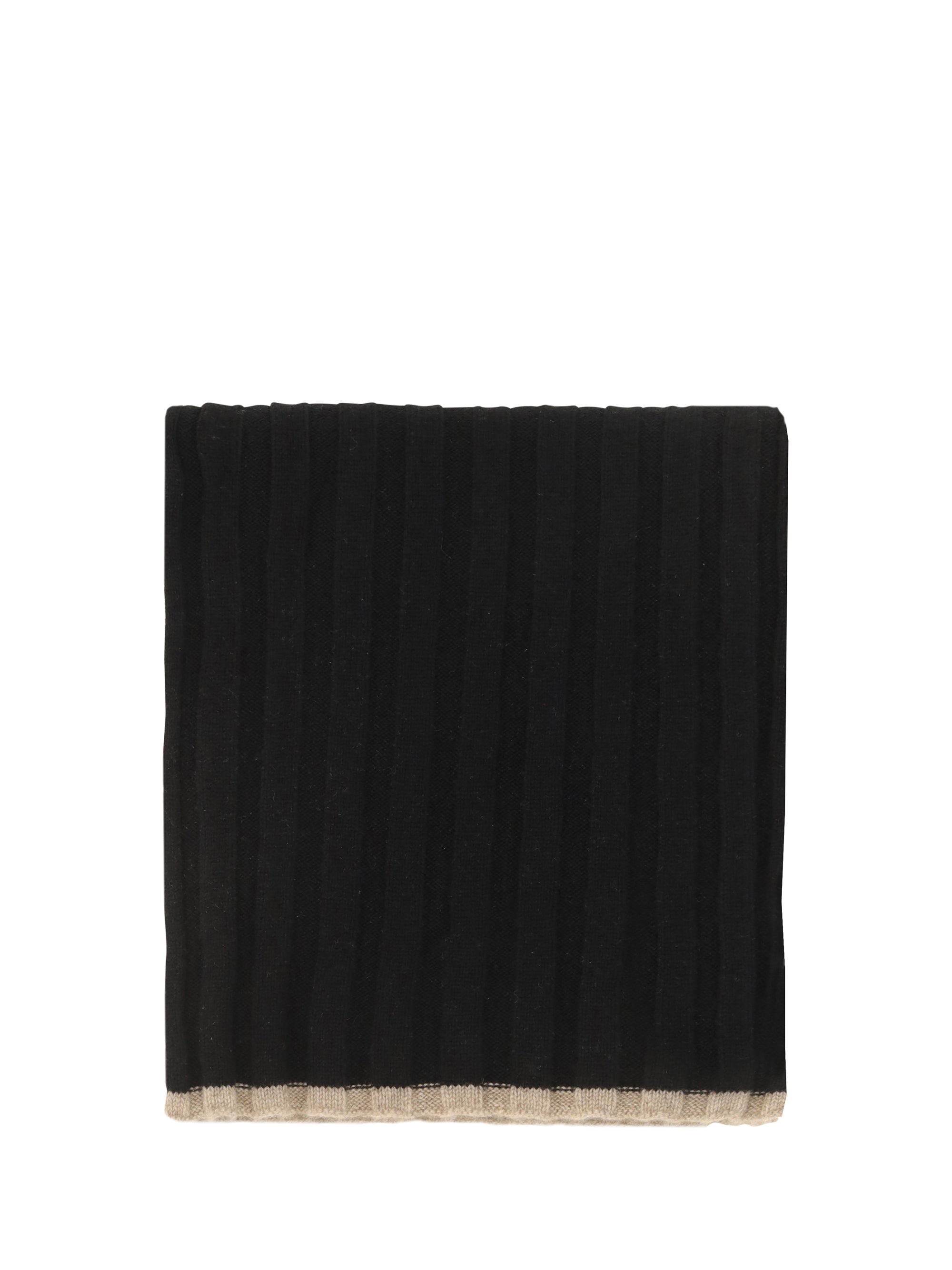 Brunello Cucinelli Ribbed Cashmere Scarf — Black