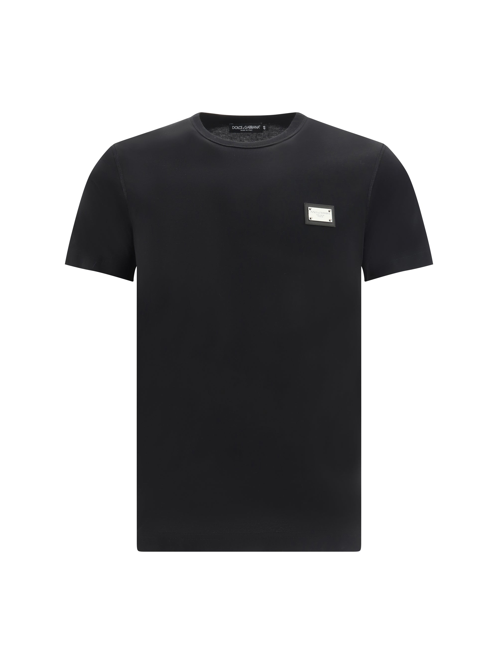 Dolce & Gabbana Logo Metal Plaque T-Shirt — Black