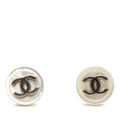 CC Brass Faux Pearl Round Push Back Earrings