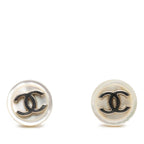 CC Brass Faux Pearl Round Push Back Earrings