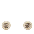 CC Brass Faux Pearl Round Push Back Earrings
