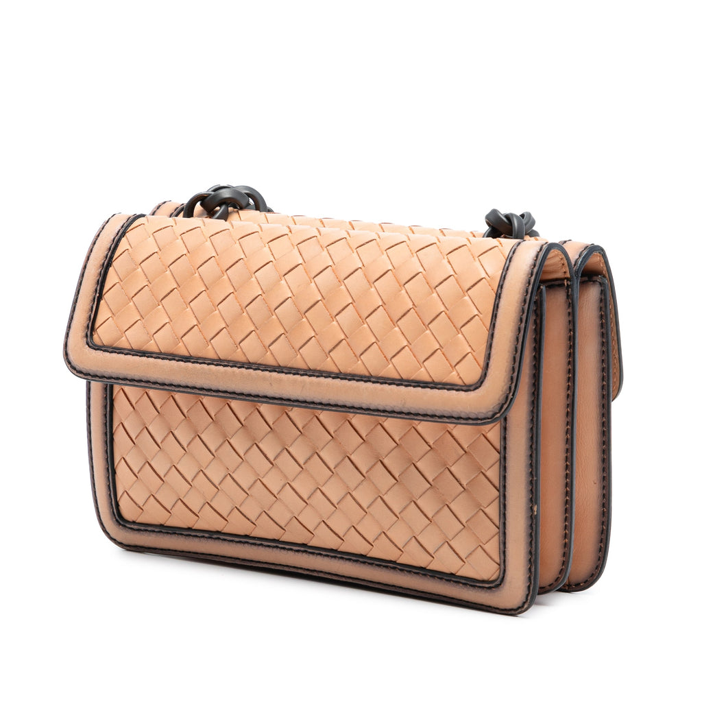 Nappa Intrecciato Mirror Lens Double Sided Flap Shoulder Bag