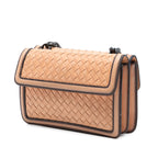 Nappa Intrecciato Mirror Lens Double Sided Flap Shoulder Bag