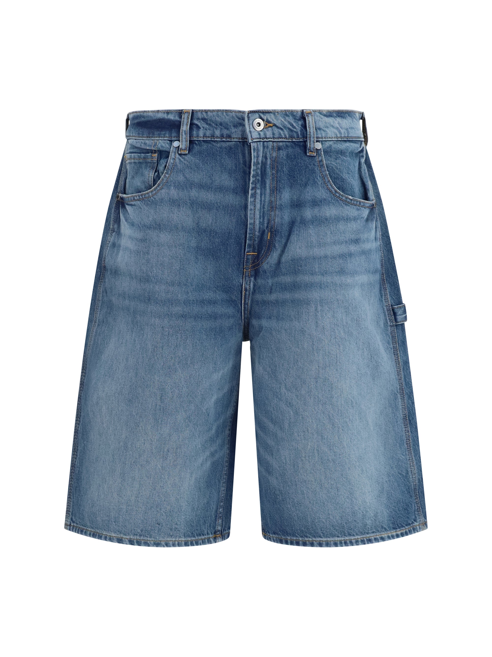 7for Wide-Leg Denim Bermuda — Blue