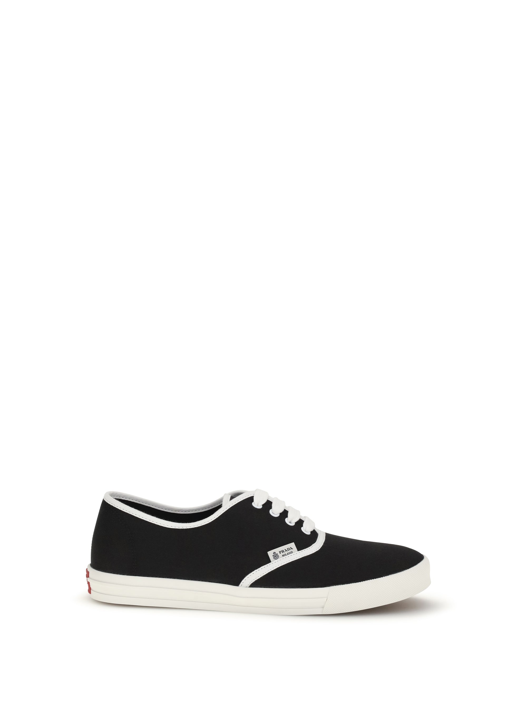Prada Cotton Drill Low-Top Sneakers — Black