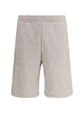 GCDS Logo Pinstripe Bermuda Shorts — Beige