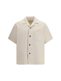 Valentino Signature V-Logo Bowling Shirt — Beige