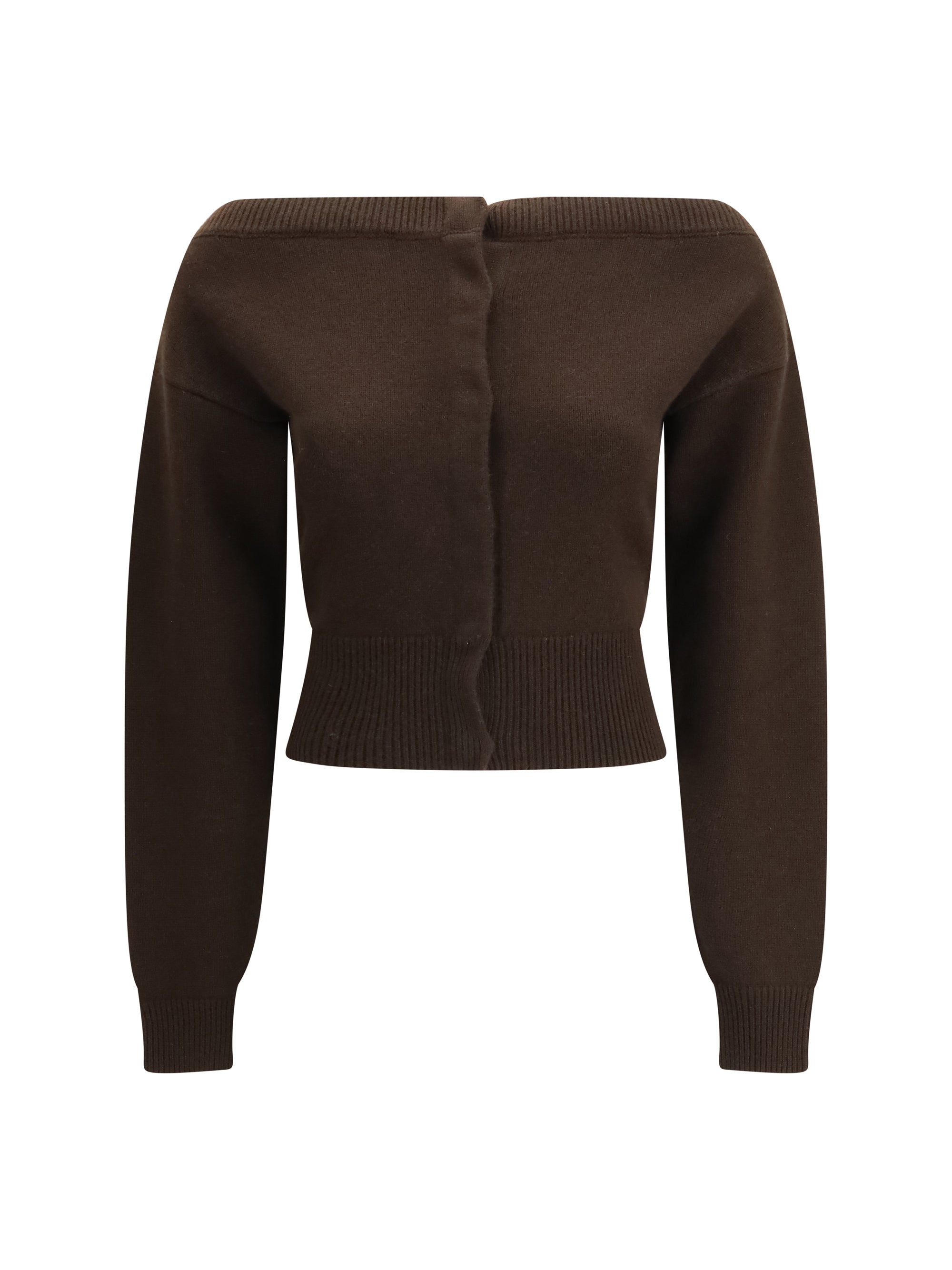 Tom Ford Cashmere Open-Neck Shrunken Cardigan — Brown