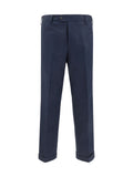 Germano Cotton-Linen Blend Trousers — Navy