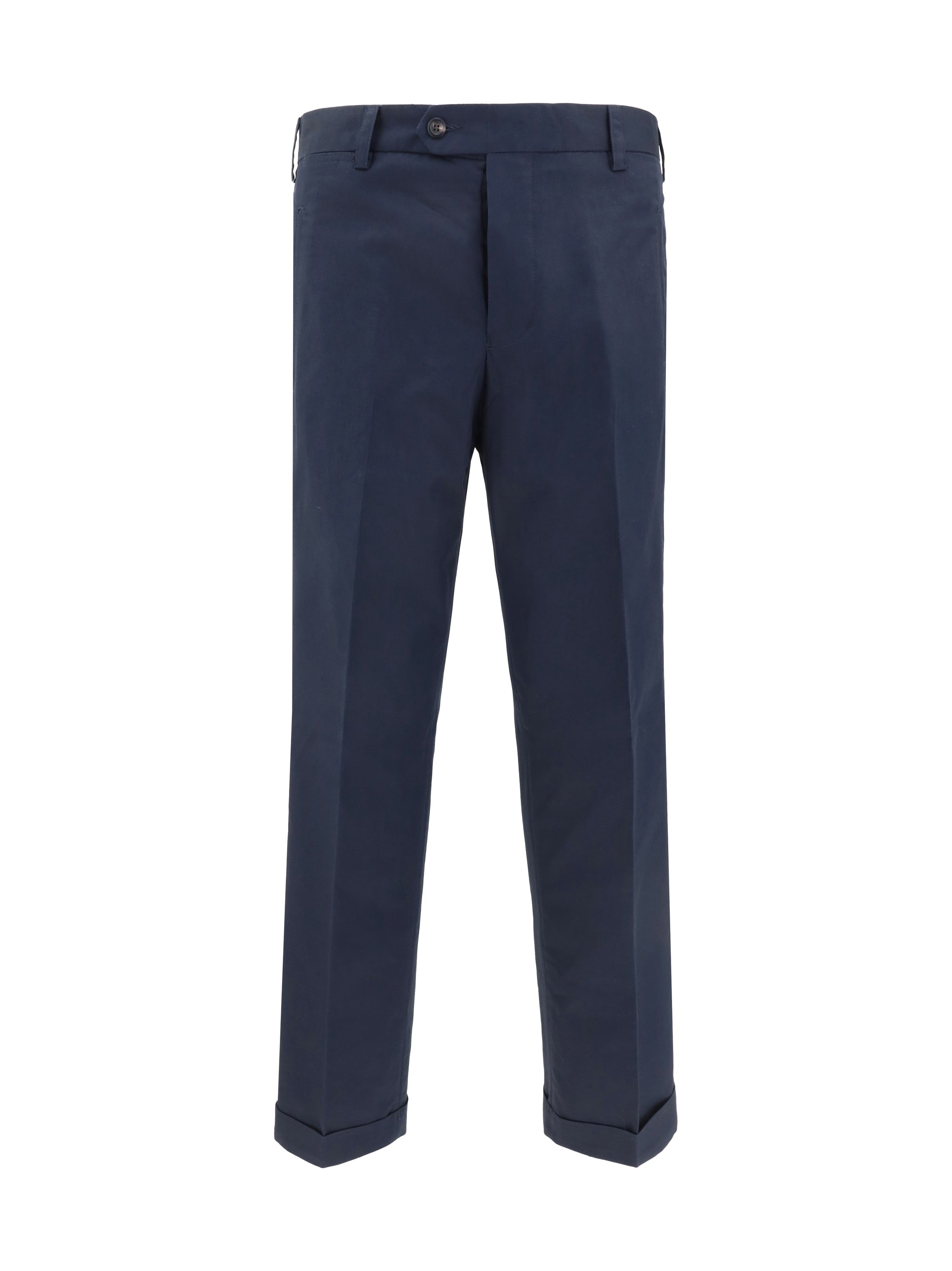 Germano Cotton-Linen Blend Trousers — Navy