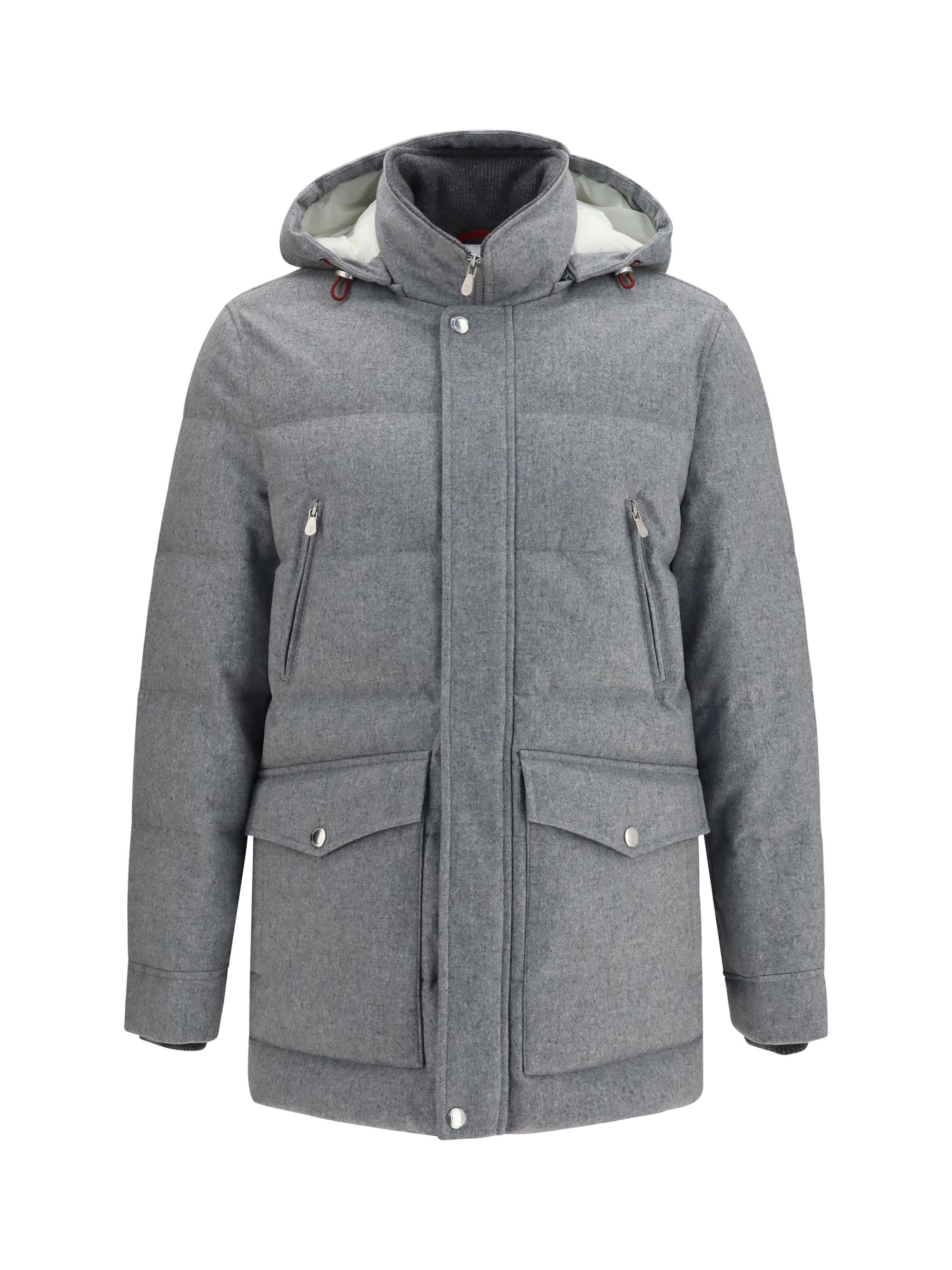 Brunello Cucinelli Cashmere Wool Down Jacket — Gray