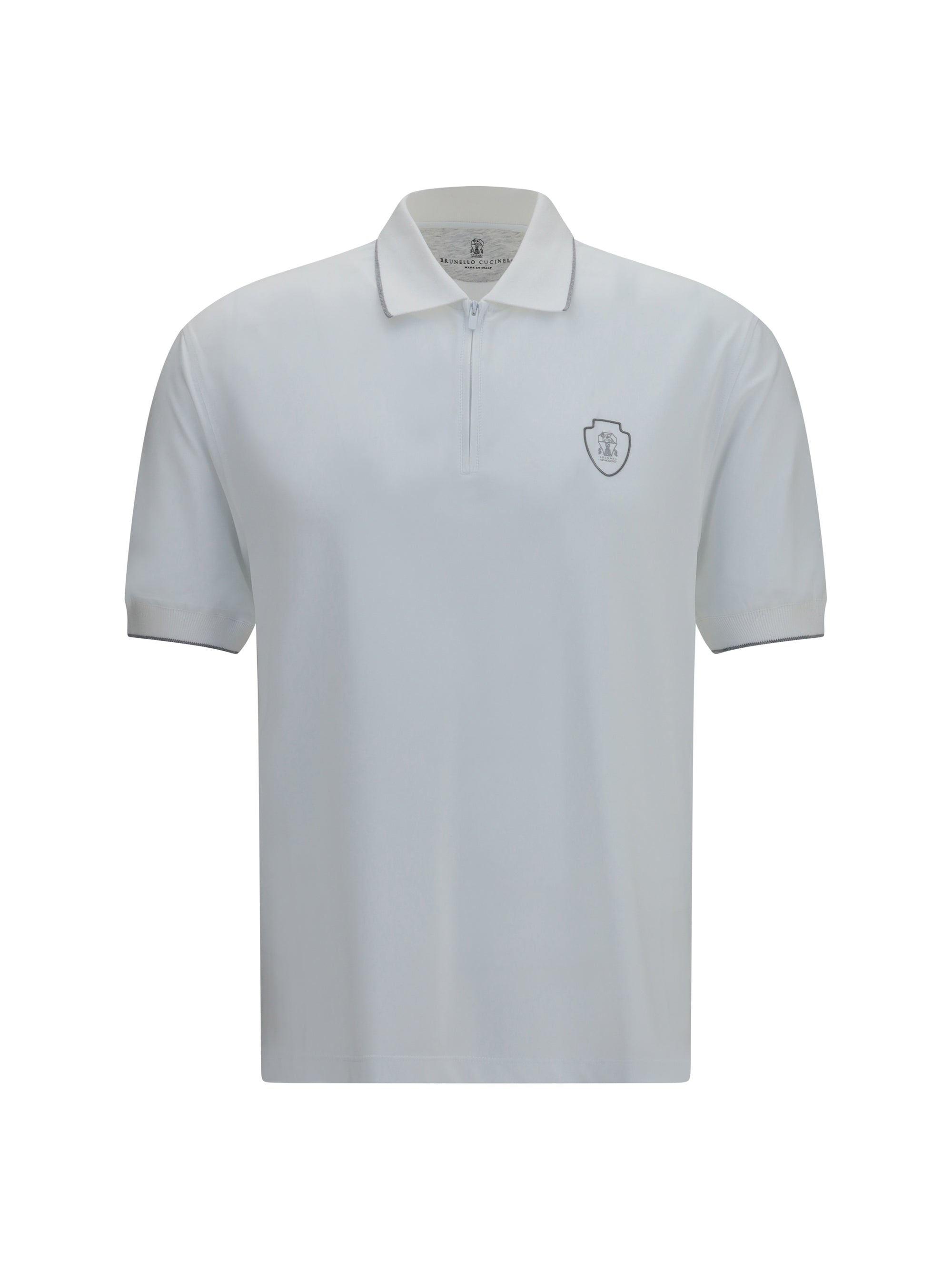 Brunello Cucinelli Logo-Embroidered Crest Polo — White