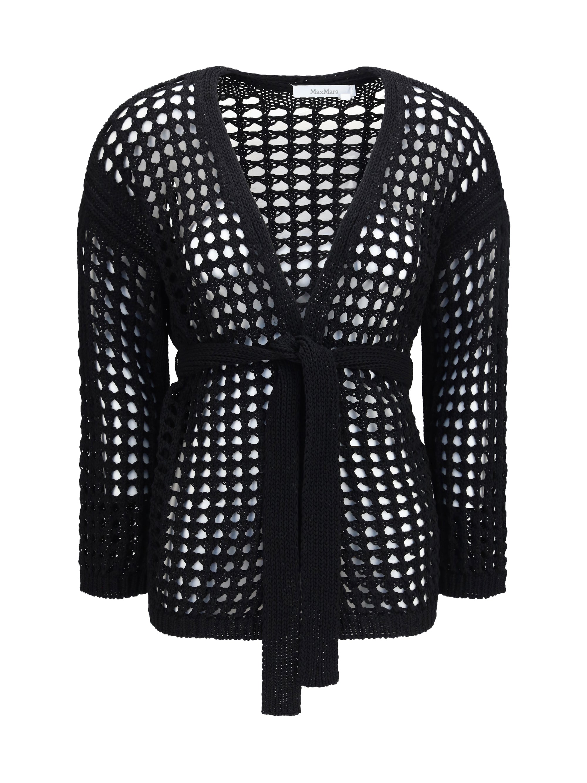 Max Mara Pure Open-Weave Cotton Cardigan — Black