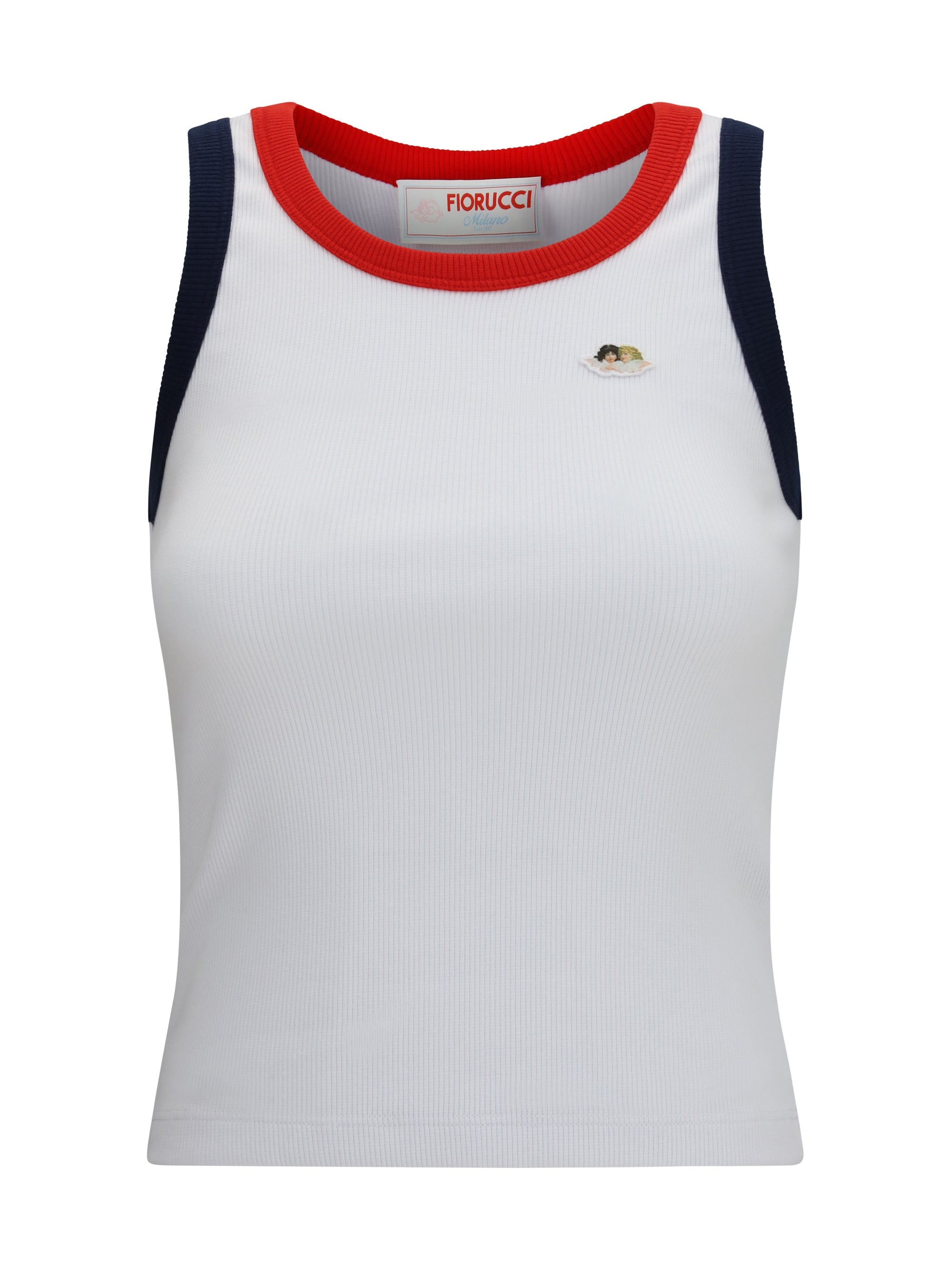 Fiorucci Angels Patch with Contrast Trims Tank Top — White