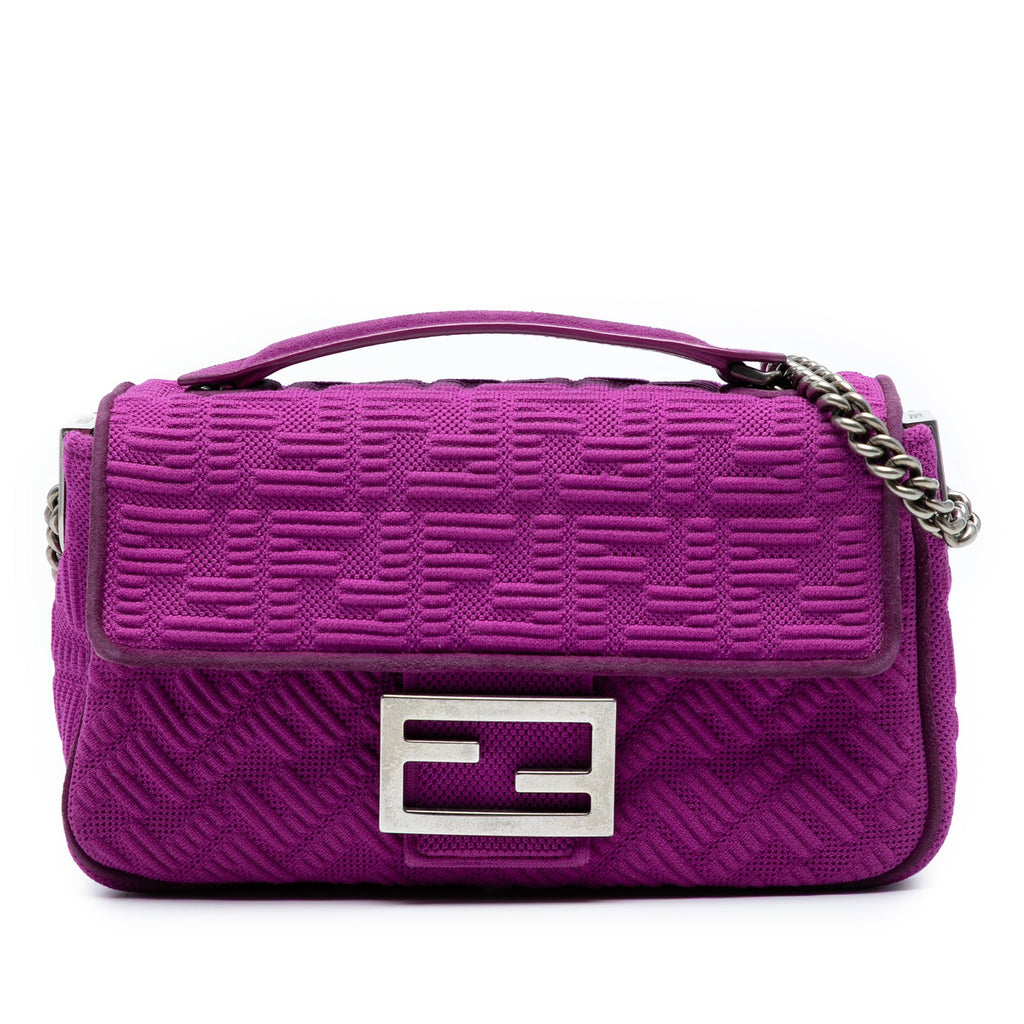 Zucca Embossed Technical Fabric Chain Midi Baguette