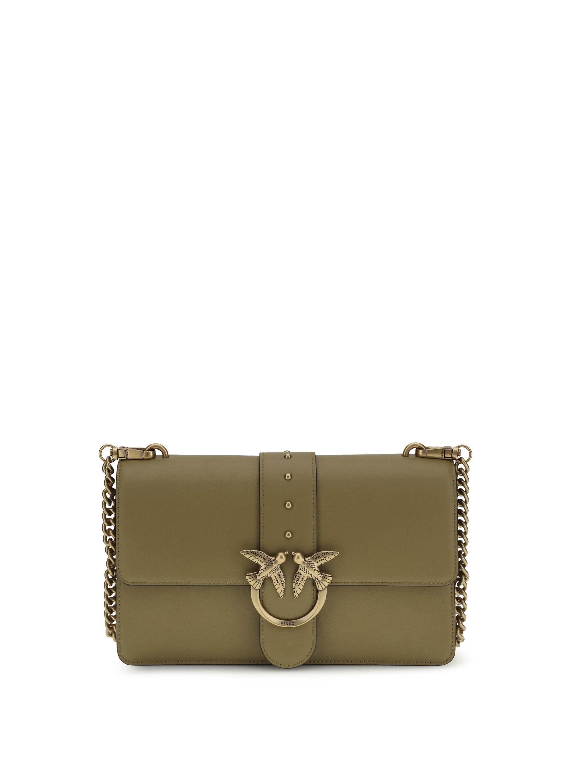 Pinko Love Birds Buckle Shoulder Bag — Green