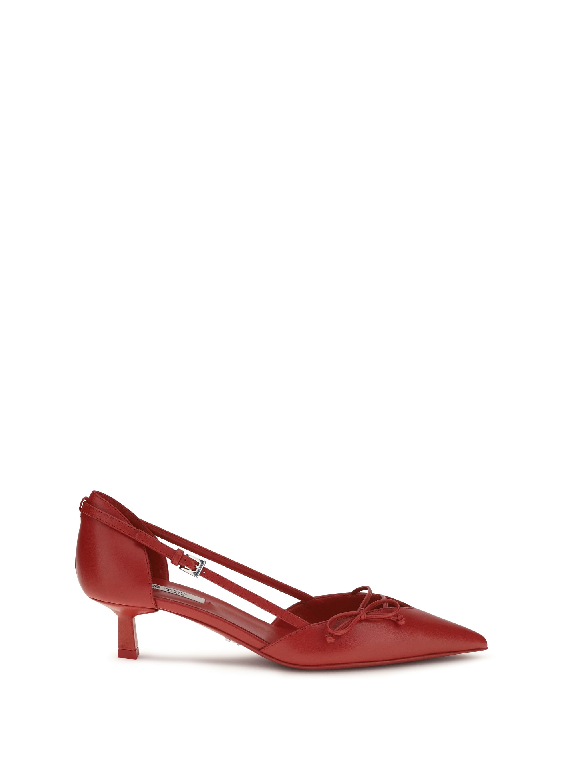 Prada Side-Cut Leather Heel — Red