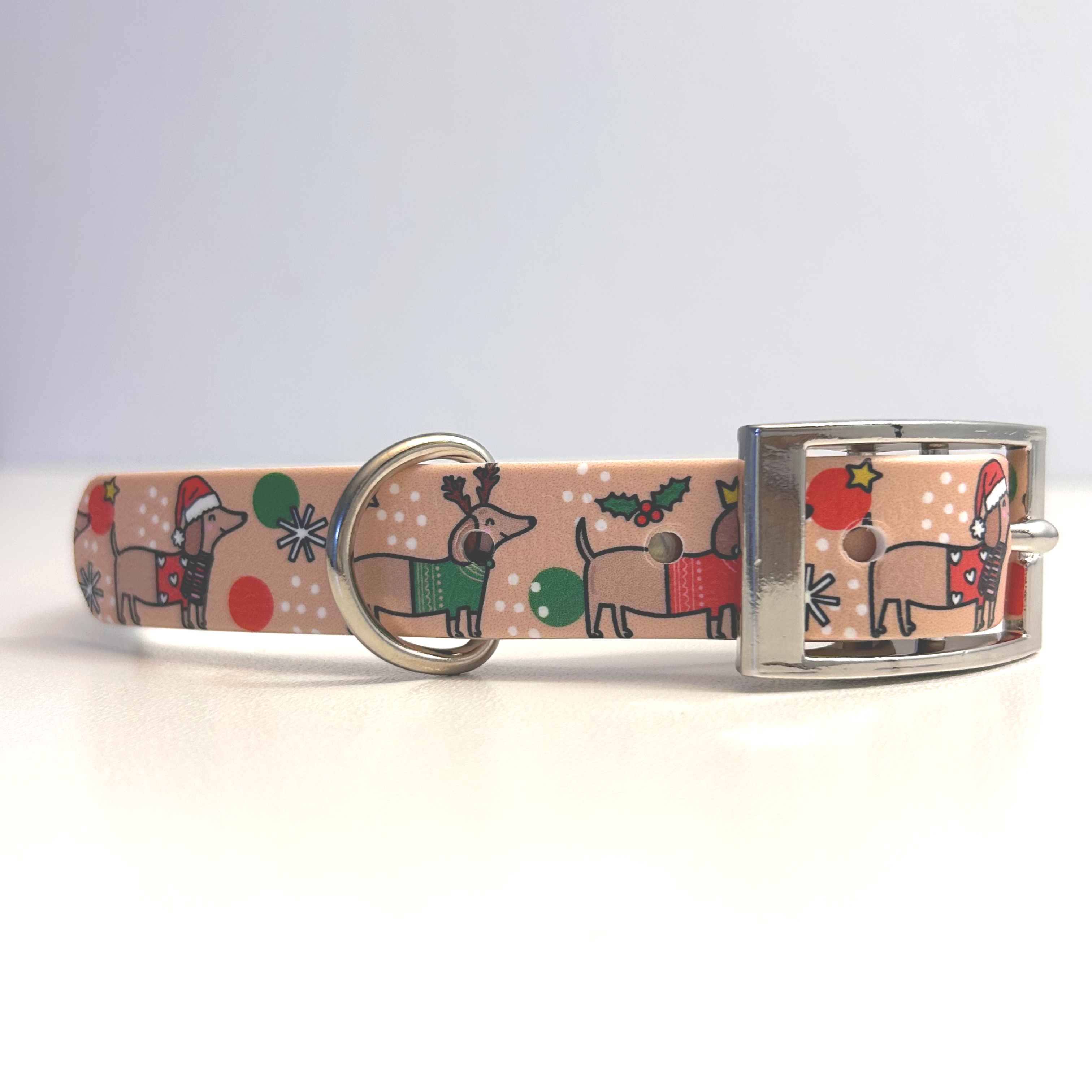 Christmas Dachshunds Handmade Dog Collar