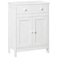 Freestanding Storage Floor Cabinet with Drawer, Shaker Doors & Adjustable Shelf, White