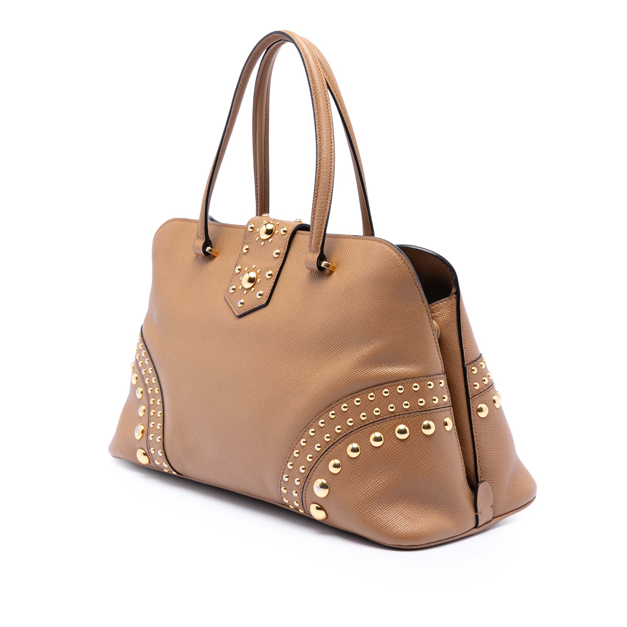 Studded Saffiano Cuir Promenade Satchel
