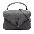 Medium Quilted Diamond Calfskin Monogram College Satchel