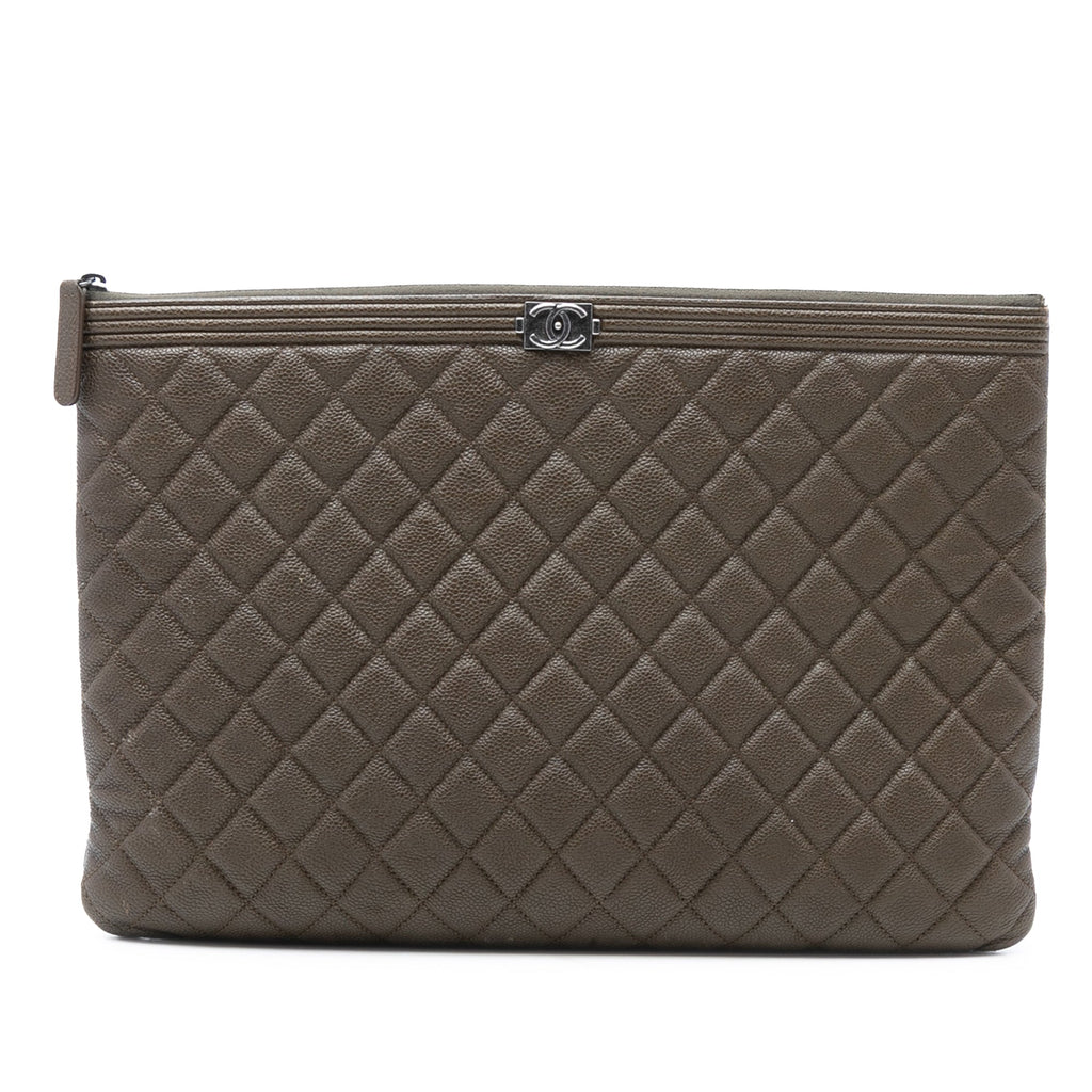 Large Quilted Caviar Boy O Case Clutch