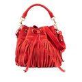 Small Suede Emmanuelle Fringe Bucket Bag