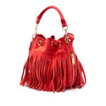 Small Suede Emmanuelle Fringe Bucket Bag