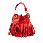 Small Suede Emmanuelle Fringe Bucket Bag