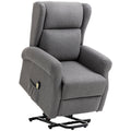 Linen Power Lift Recliner for Elderly with Footrest and Remote, Grey