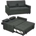 2 Seater Sofa Bed, Click Clack Sleeper Sofa with Pull Out Design, Linen Convertible, 137x179cm, Charcoal Grey
