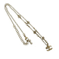 Gold Plated Faux Pearl CC Pendant Flower Station Necklace