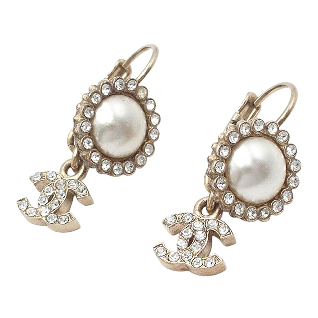 CC Gold Plated Faux Pearl Strass Clip On Earrings