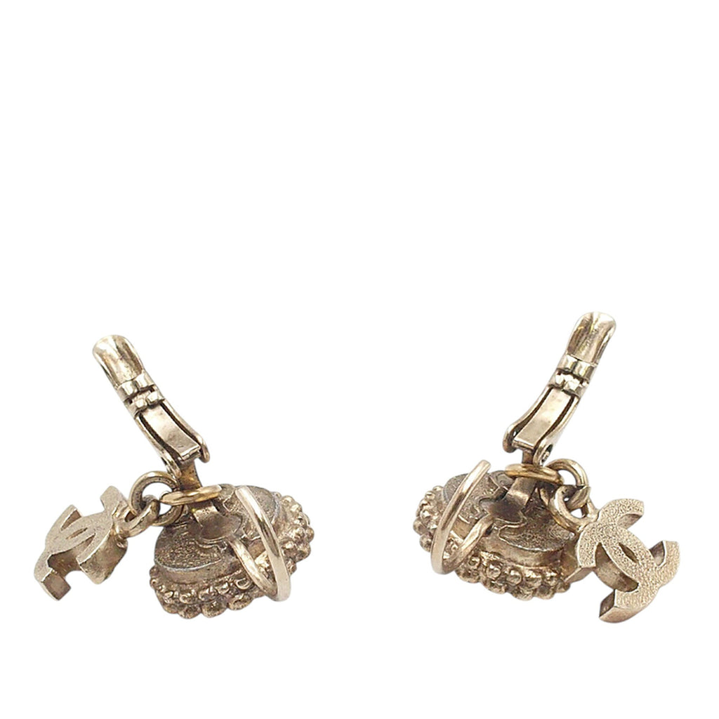 CC Gold Plated Faux Pearl Strass Clip On Earrings