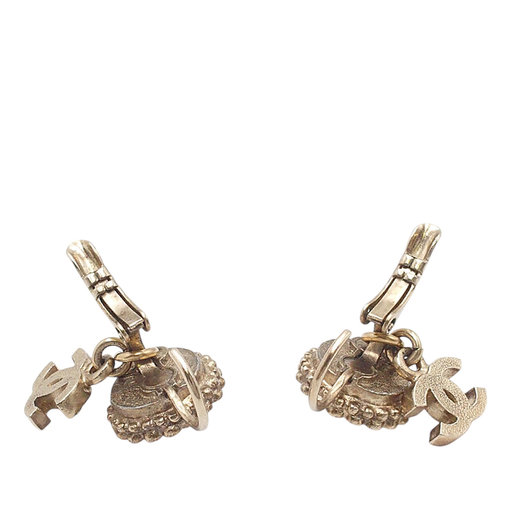 CC Gold Plated Faux Pearl Strass Clip On Earrings
