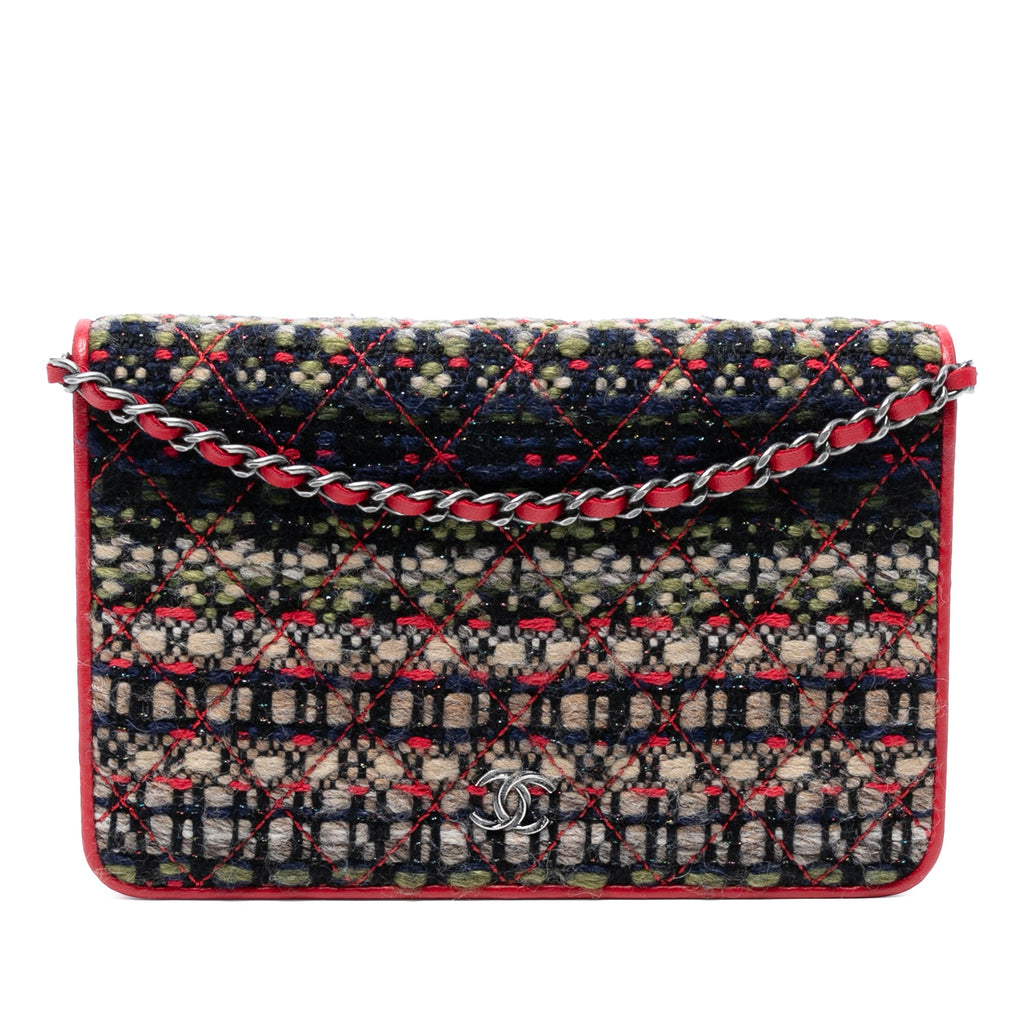 CC Quilted Tweed Wallet On Chain