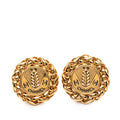 CC Gold Plated Wheat Medallion Clip On Earrings