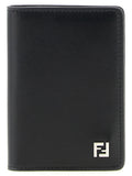 Fendi Calf Leather with Metal FF Logo Card Case — Black