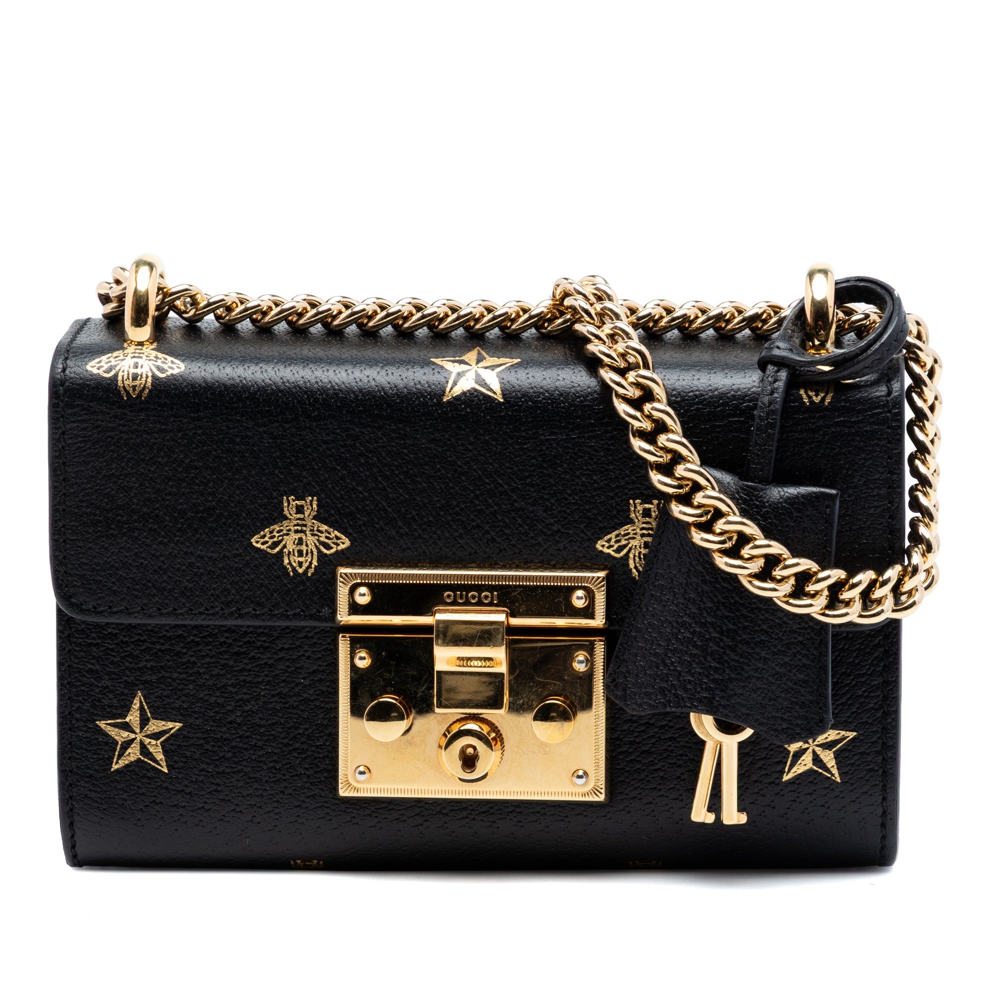 Small Calfskin Bee Star Padlock Crossbody