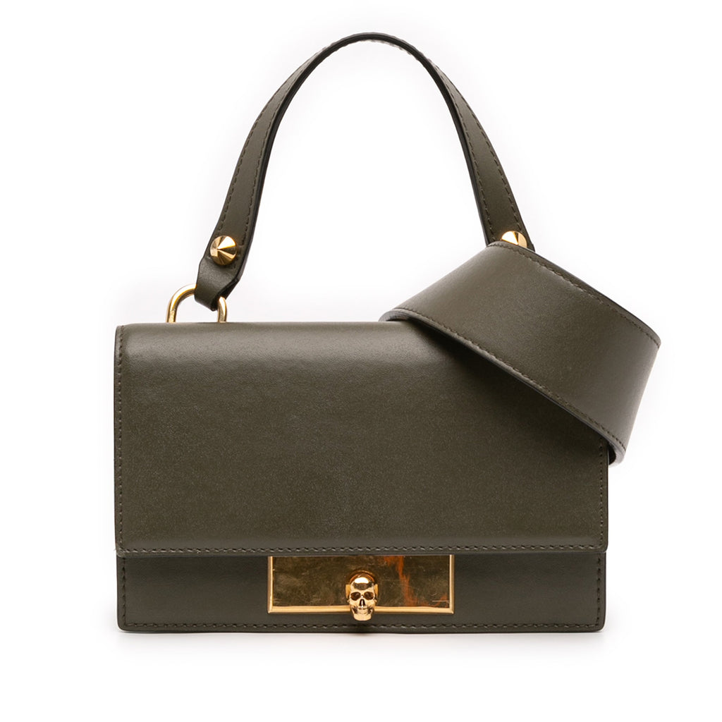 Mini Leather Skull Lock Top Handle Bag
