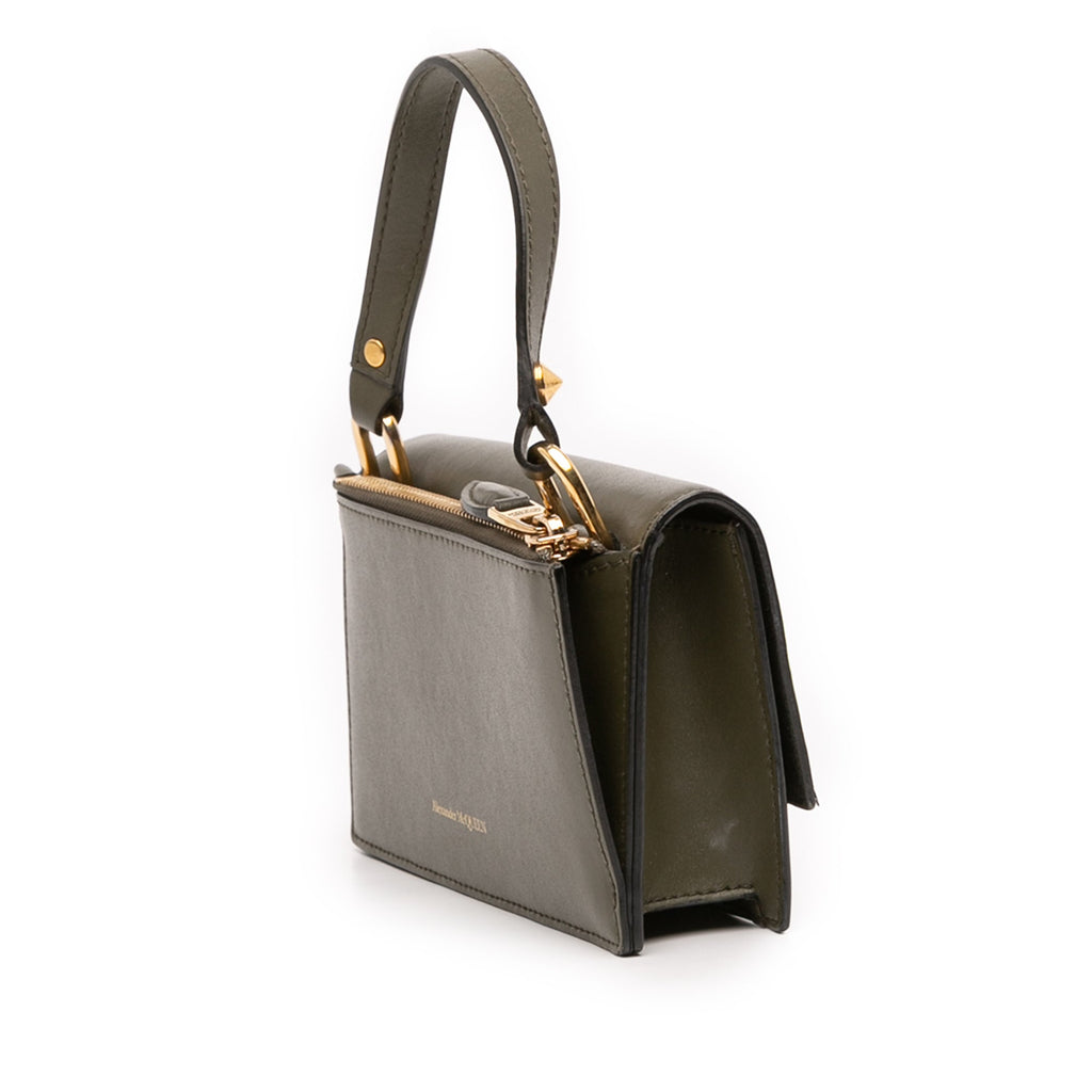 Mini Leather Skull Lock Top Handle Bag